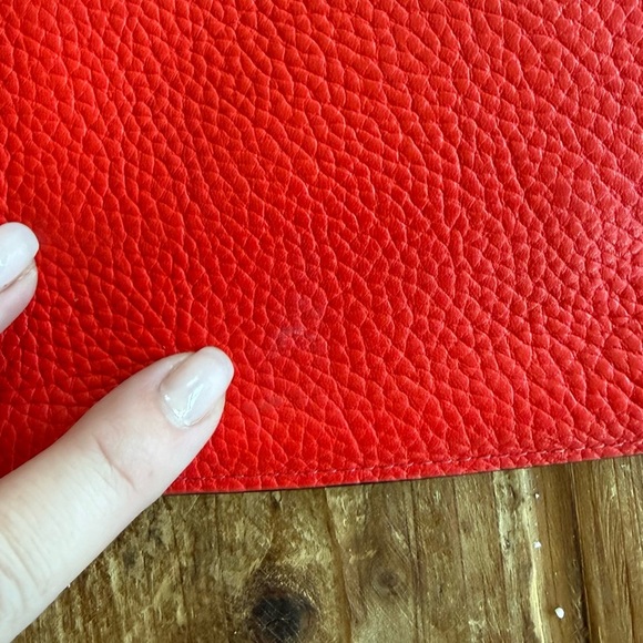 J. Crew Leather Clutch/Pouch in red with pink accents - Picture 4 of 6